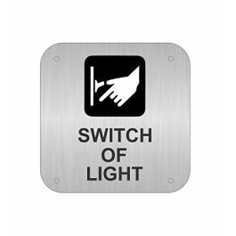 Stainless Steel Self Adhesive Switch of Light Signage Board for Office (12" x 2.5" inch)