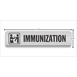 Stainless Steel Self Adhesive IMMUNIZATION Signage Sign Board for Medical(12" x 2.5" inch)