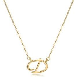 Initial Necklace Gold Cursive Letter Pendant Filled Personalized Jewelry Gift Letter A - Z