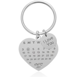 Customized Calendar Keychain Personalized Date Couple Keyring