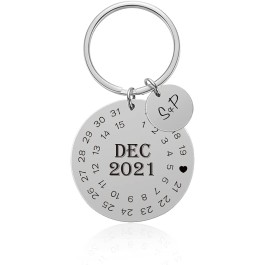 Customized Calendar Keychain Personalized Date Couple Gift