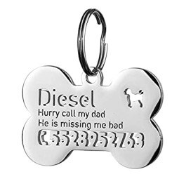 Customized Dog Tag ID for Dogs and Cats Tag  Bone Personalized Text 