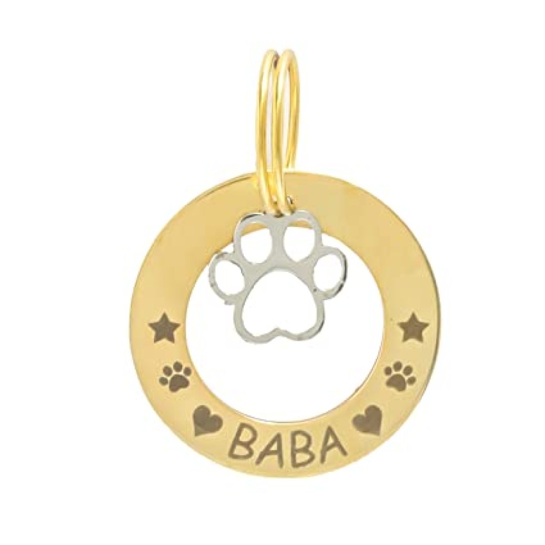 Customized Dog Tag for Pets and Cats in round shape with paws Personolized PetID