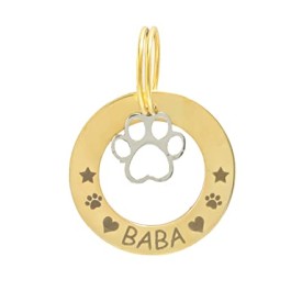 Customized Dog Tag for Pets and Cats in round shape with paws Personolized PetID