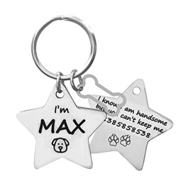 Customized Pet ID Dog Tag Personalize Black Engraved Name Collar Tag for Cat, Puppy, 